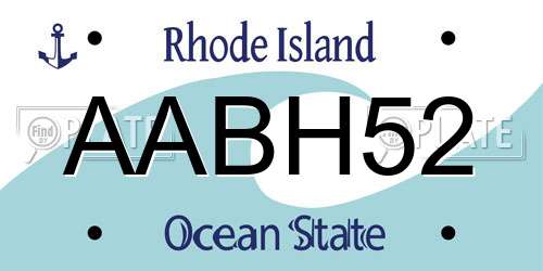 AABH52 Rhode Island License Plate