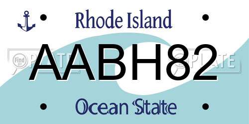 AABH82 Rhode Island License Plate