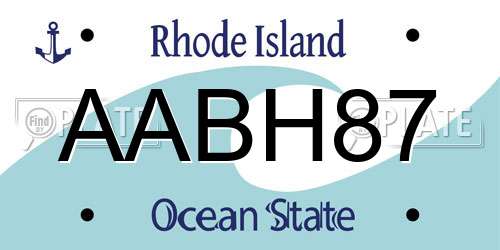 AABH87 Rhode Island License Plate