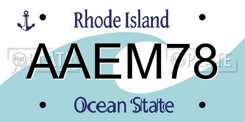 AAEM78 Rhode Island License Plate