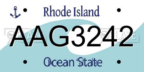 AAG3242 Rhode Island License Plate