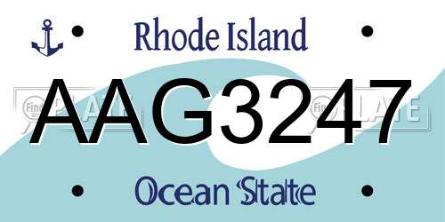 AAG3247 Rhode Island License Plate