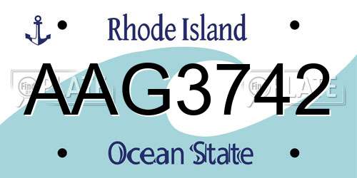 AAG3742 Rhode Island License Plate