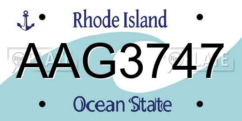 AAG3747 Rhode Island License Plate