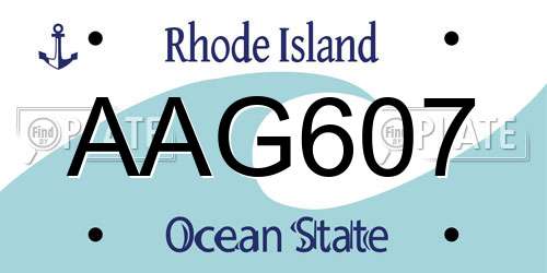 AAG607 Rhode Island License Plate