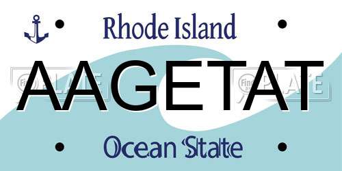 AAGETAT Rhode Island License Plate