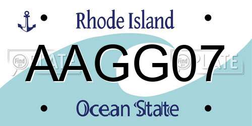 AAGG07 Rhode Island License Plate