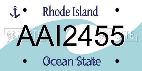 AAI2455 Rhode Island License Plate