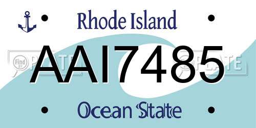 AAI7485 Rhode Island License Plate