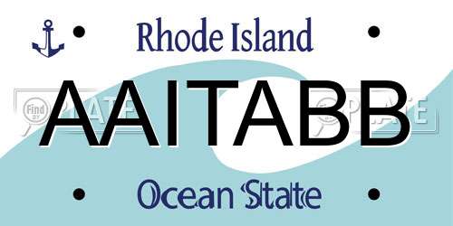 AAITABB Rhode Island License Plate