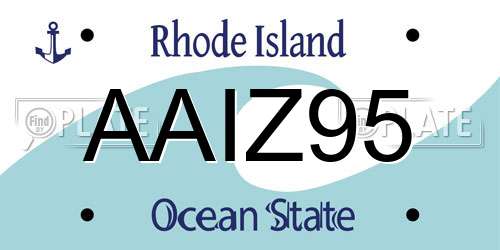 AAIZ95 Rhode Island License Plate