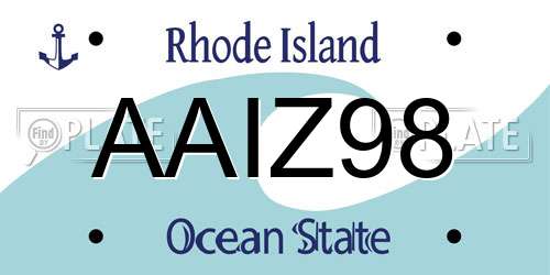 AAIZ98 Rhode Island License Plate