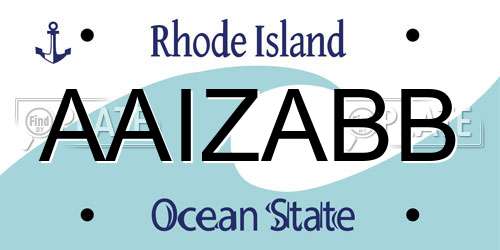 AAIZABB Rhode Island License Plate