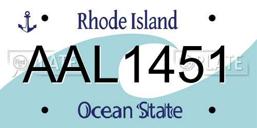 AAL1451 Rhode Island License Plate