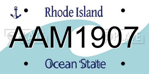 AAM1907 Rhode Island License Plate