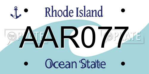 AAR077 Rhode Island License Plate