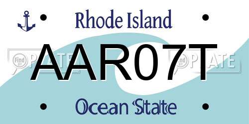 AAR07T Rhode Island License Plate