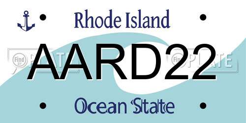 AARD22 Rhode Island License Plate