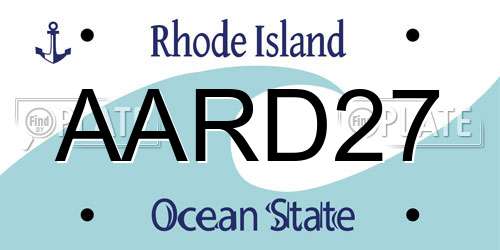AARD27 Rhode Island License Plate