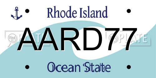 AARD77 Rhode Island License Plate