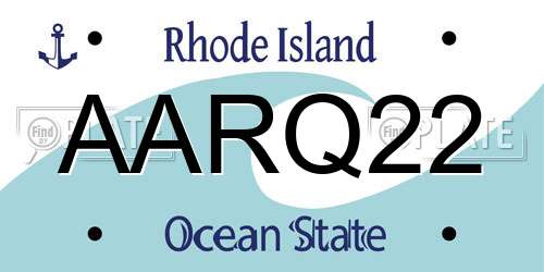 AARQ22 Rhode Island License Plate