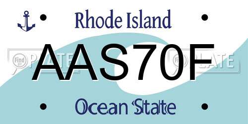 AAS70F Rhode Island License Plate