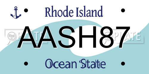 AASH87 Rhode Island License Plate