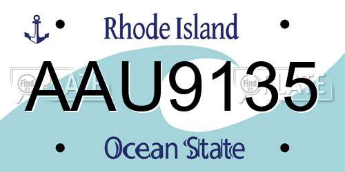 AAU9135 Rhode Island License Plate