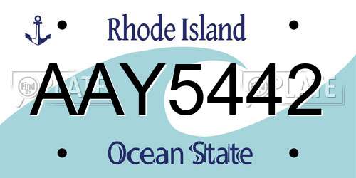 AAY5442 Rhode Island License Plate