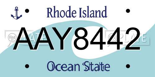 AAY8442 Rhode Island License Plate