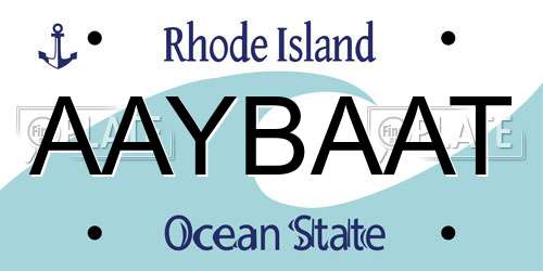 AAYBAAT Rhode Island License Plate