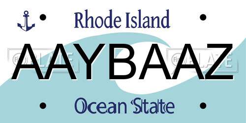 AAYBAAZ Rhode Island License Plate