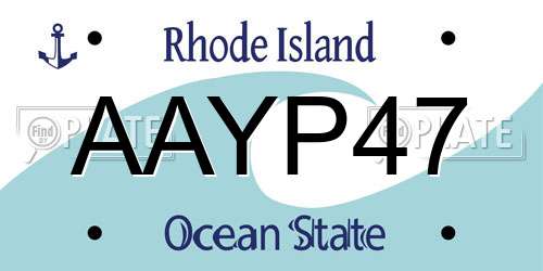 AAYP47 Rhode Island License Plate