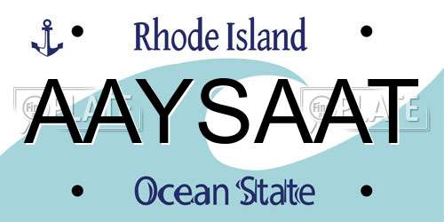 AAYSAAT Rhode Island License Plate