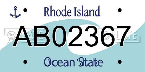 AB02367 Rhode Island License Plate