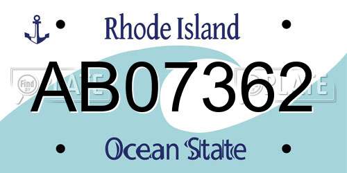 AB07362 Rhode Island License Plate