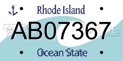 AB07367 Rhode Island License Plate