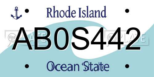 AB0S442 Rhode Island License Plate