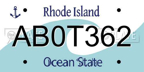 AB0T362 Rhode Island License Plate