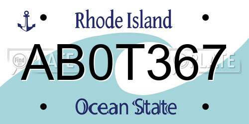AB0T367 Rhode Island License Plate