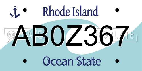 AB0Z367 Rhode Island License Plate