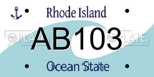 AB103 Rhode Island License Plate