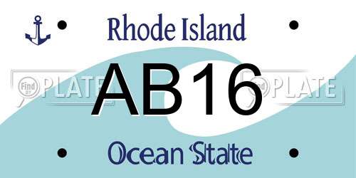 AB16 Rhode Island License Plate