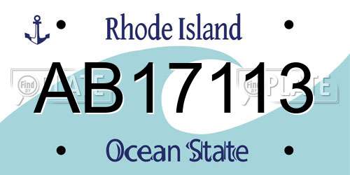 AB17113 Rhode Island License Plate