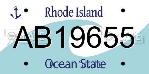 AB19655 Rhode Island License Plate