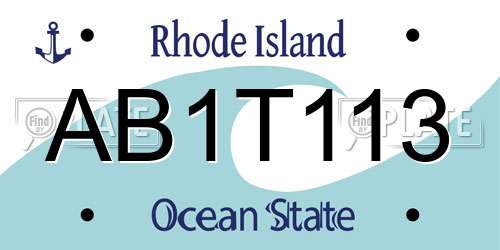 AB1T113 Rhode Island License Plate