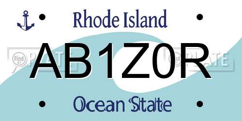 AB1Z0R Rhode Island License Plate