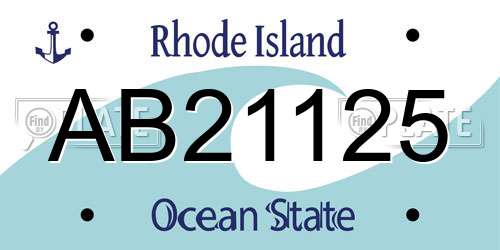 AB21125 Rhode Island License Plate