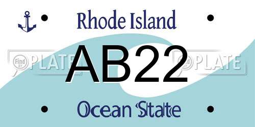 AB22 Rhode Island License Plate