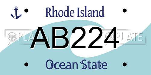 AB224 Rhode Island License Plate